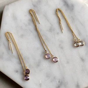 Gemstone 22K Gold Threader Earrings--Made in USA